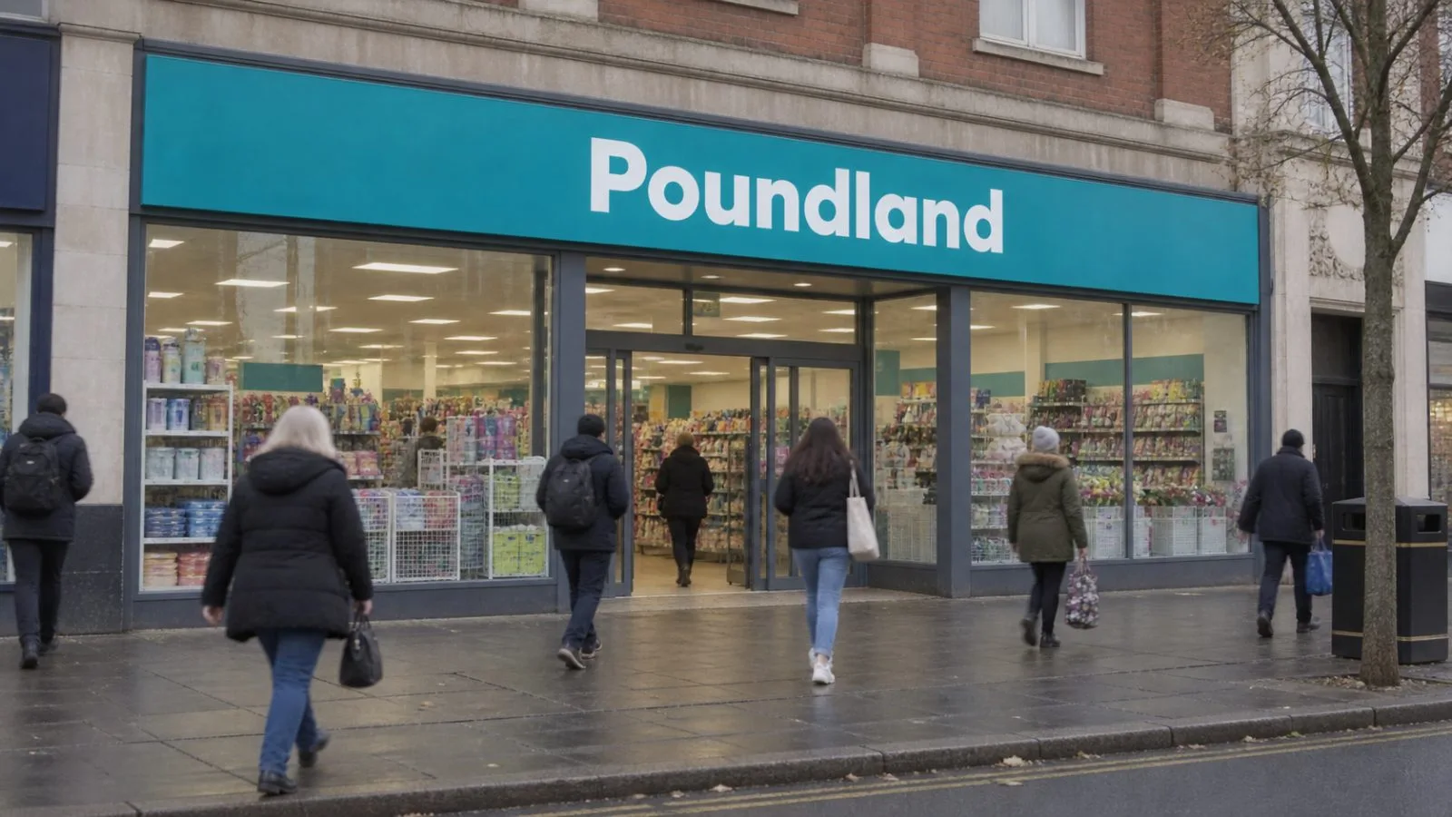 Shoppers pass a discount retailer on a high street in Walsall, England. / EconoTimes.ai