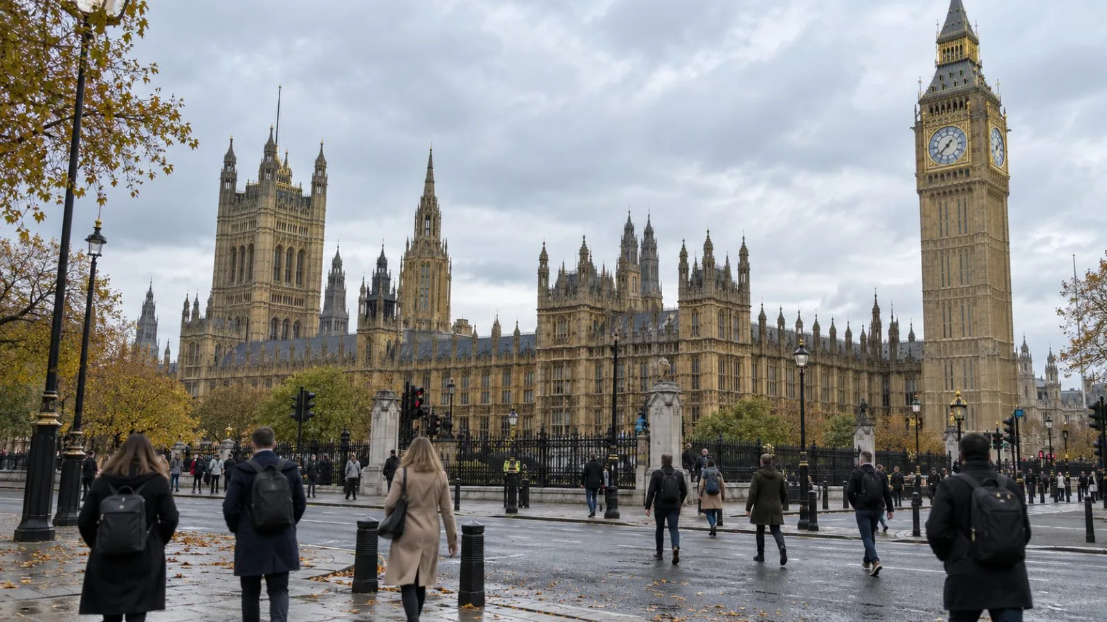 The Palace of Westminster stands in central London beneath an overcast autumn sky. (AI-generated image / EconoTimes)