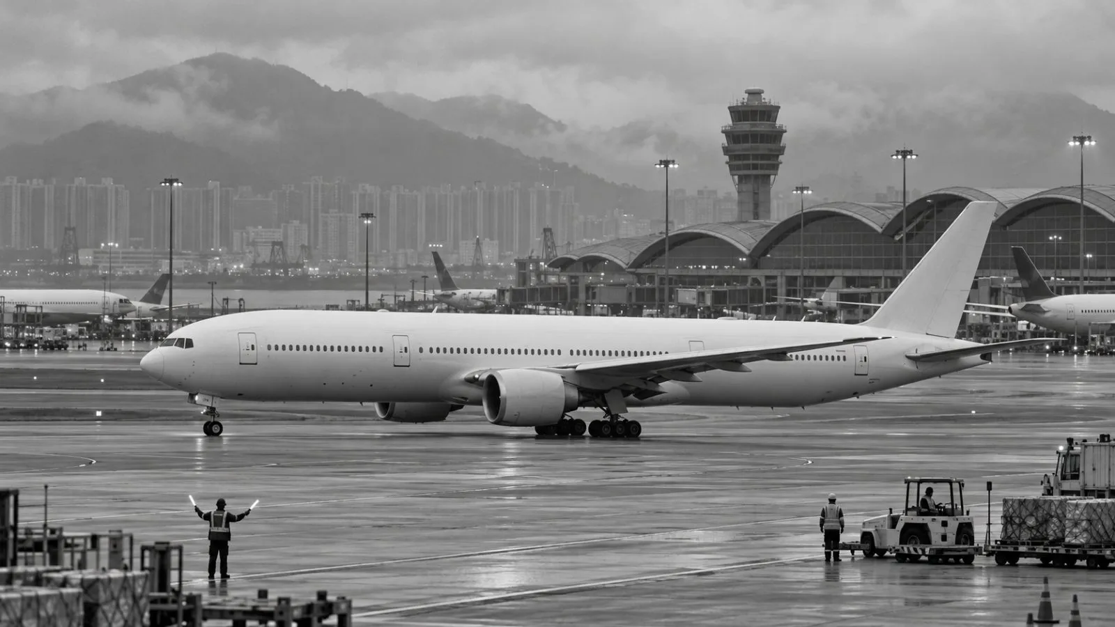 Travelers handle passports and boarding passes inside Hong Kong International Airport's check-in hall. / EconoTimes.ai
