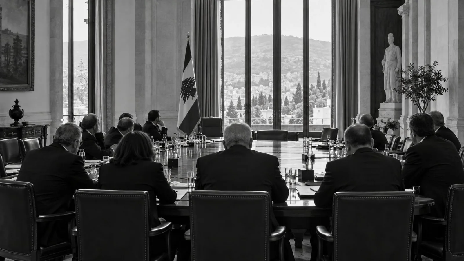 Cabinet members meet at the presidential palace in Baabda, Lebanon. (AI-generated image / EconoTimes)