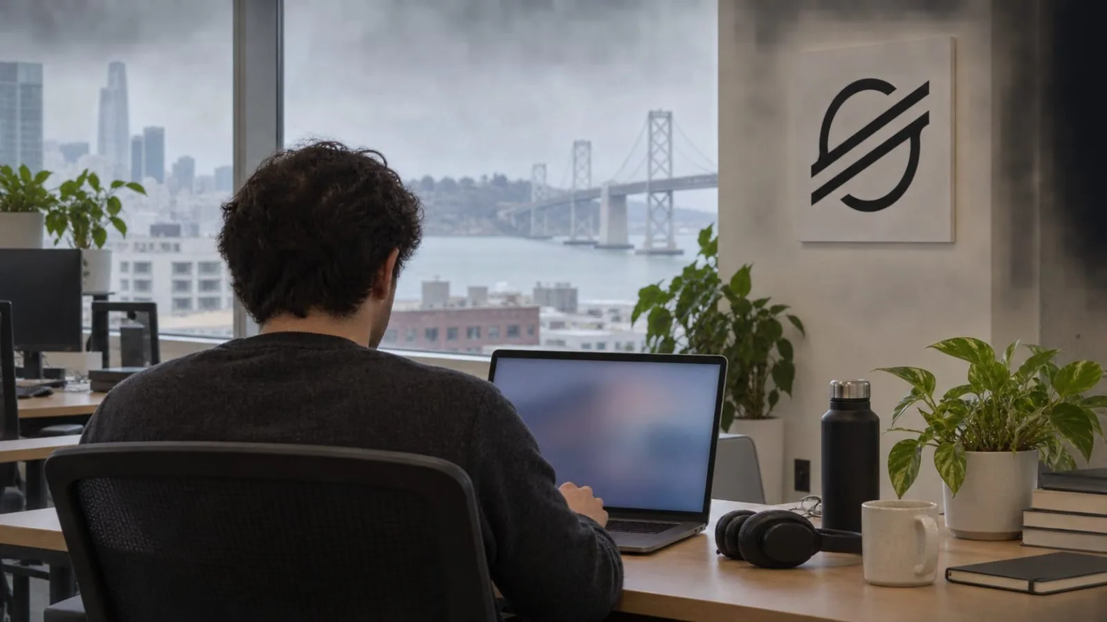 An anonymous developer works at a laptop in a San Francisco office on an overcast morning. / EconoTimes.ai