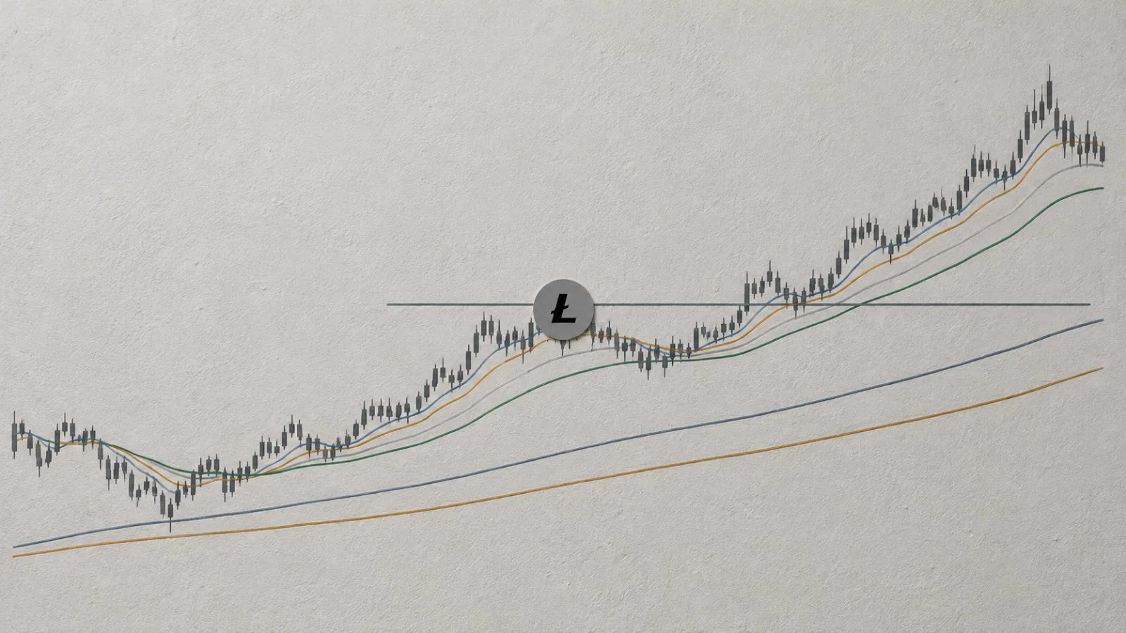 A silver Litecoin token rests on a neutral stone surface in a close editorial detail. / EconoTimes.ai