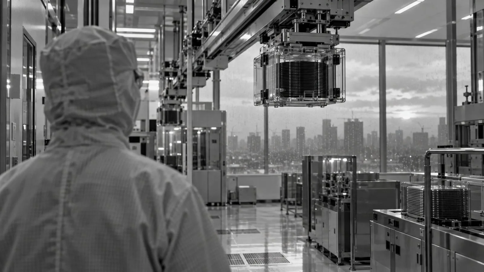 A semiconductor fabrication plant stands in Hefei's Konggang Industrial Park, Anhui province, China. / EconoTimes.ai (mono)
