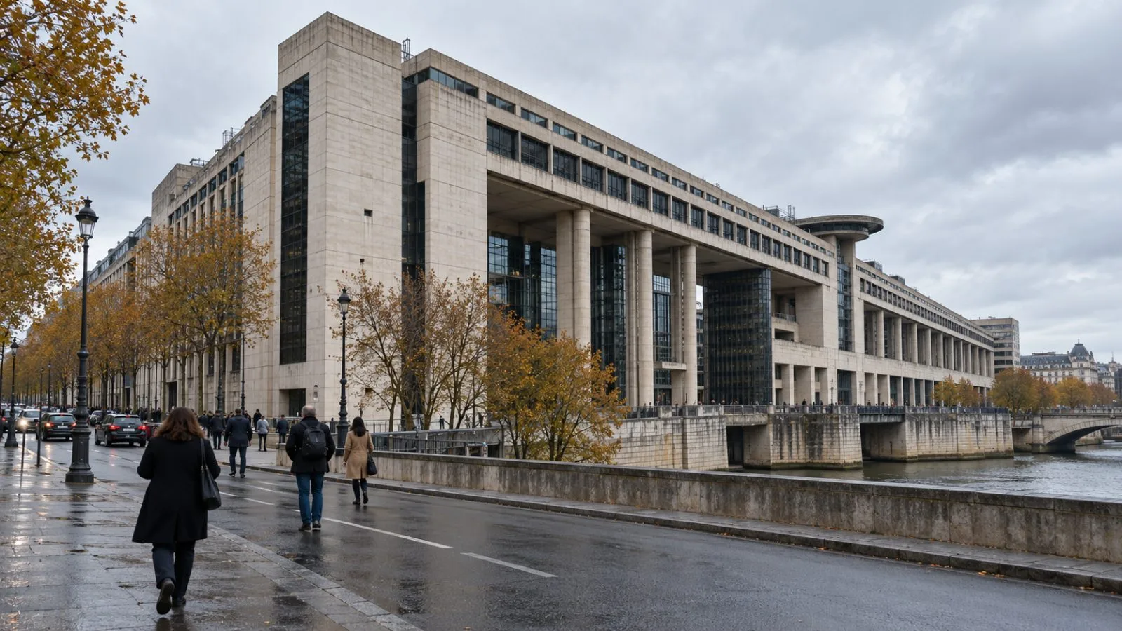 Pedestrians pass the Ministry of Economy and Finance in Paris under an overcast sky. (AI-generated image / EconoTimes)