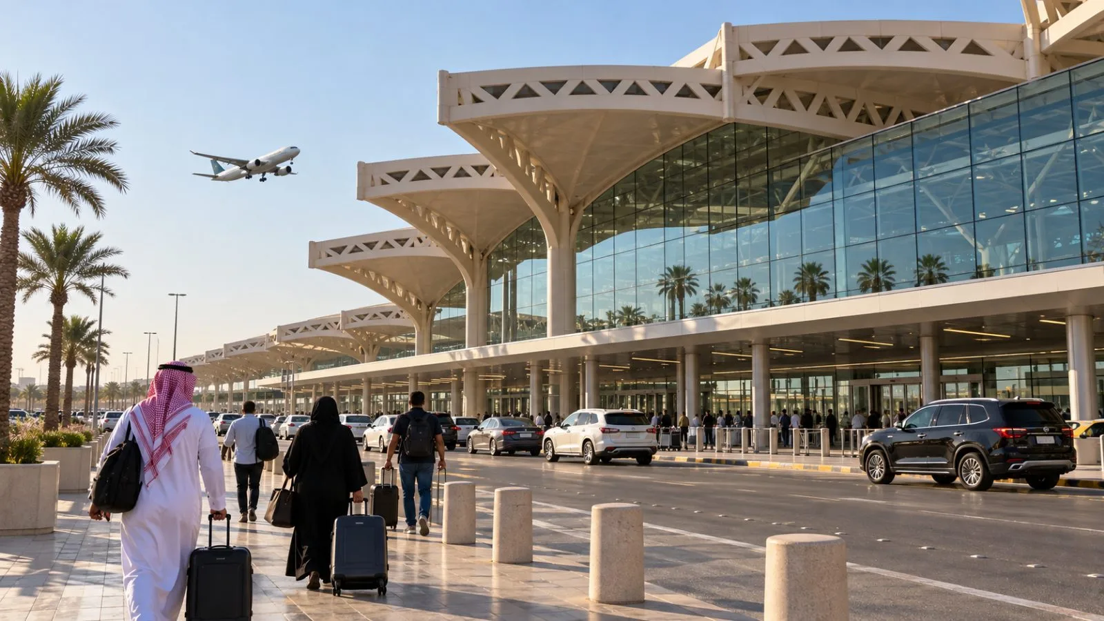 A passenger aircraft approaches King Khalid International Airport in Riyadh, Saudi Arabia. / EconoTimes.ai