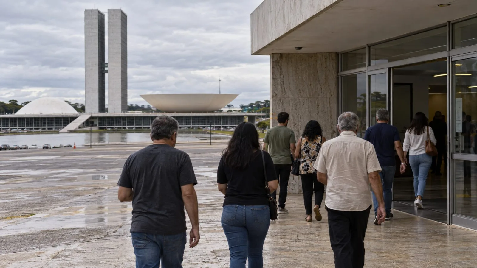 Voters leave a polling station in Brasília during Brazil's presidential runoff. (AI-generated image / EconoTimes)
