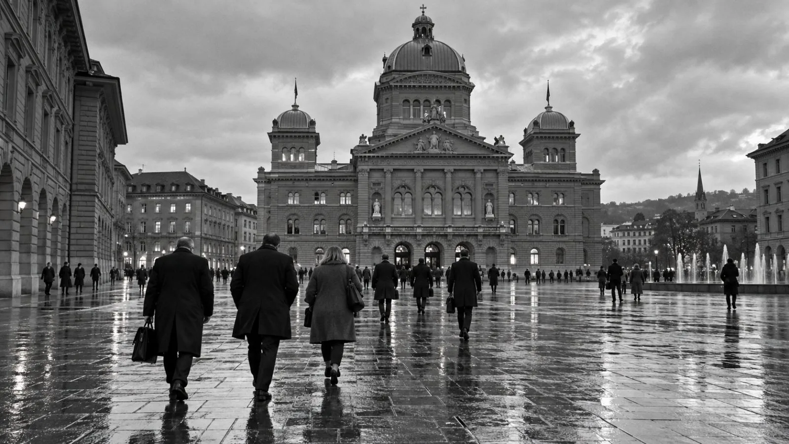 Parliamentarians leave the Federal Palace after a Council of States session in Bern, Switzerland (AI-generated image / EconoTimes)