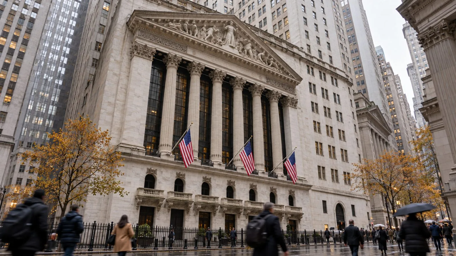 Pedestrians pass the New York Stock Exchange building on Wall Street in Manhattan. / EconoTimes.ai