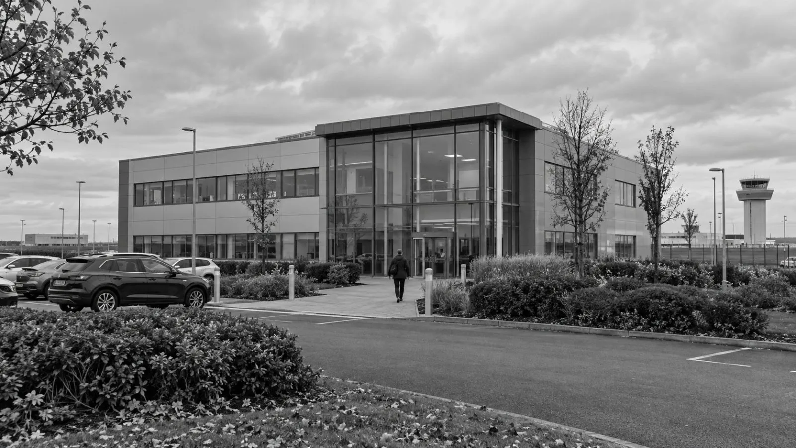 Office buildings stand beside Teesside International Airport in Darlington, where the regional authority is based. (AI-generated image / EconoTimes)