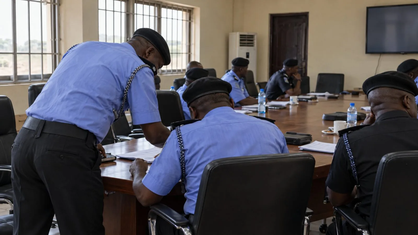 Police officers attend a command conference in Jos, Plateau State, Nigeria. (AI-generated image / EconoTimes)