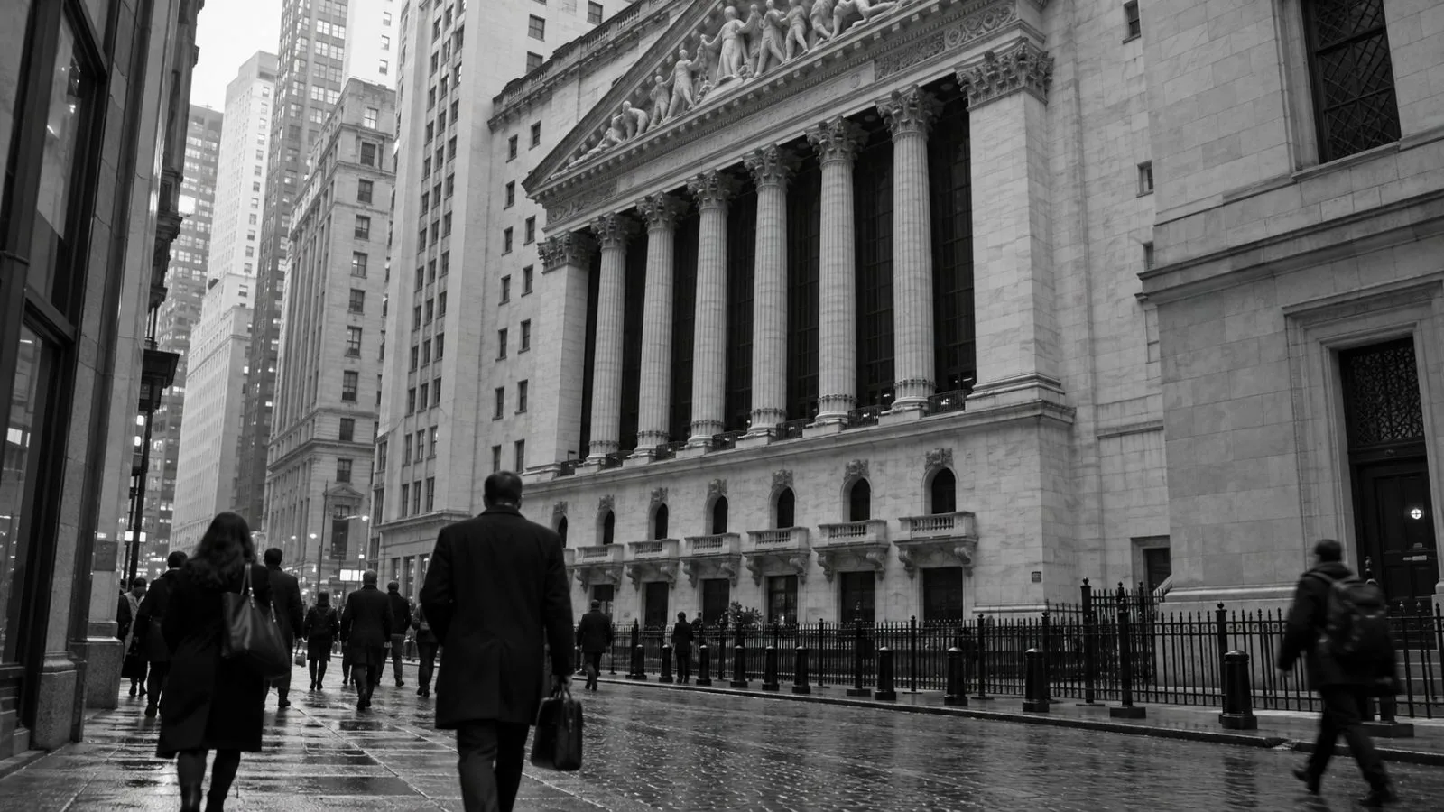 Pedestrians pass the New York Stock Exchange on Wall Street in Manhattan. (AI-generated image / EconoTimes)