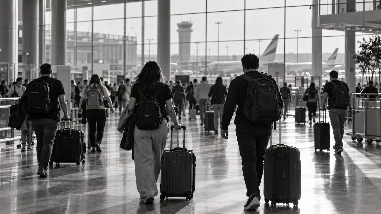 Travelers pass through the arrivals hall at Ben Gurion Airport near Tel Aviv. (AI-generated image / EconoTimes)