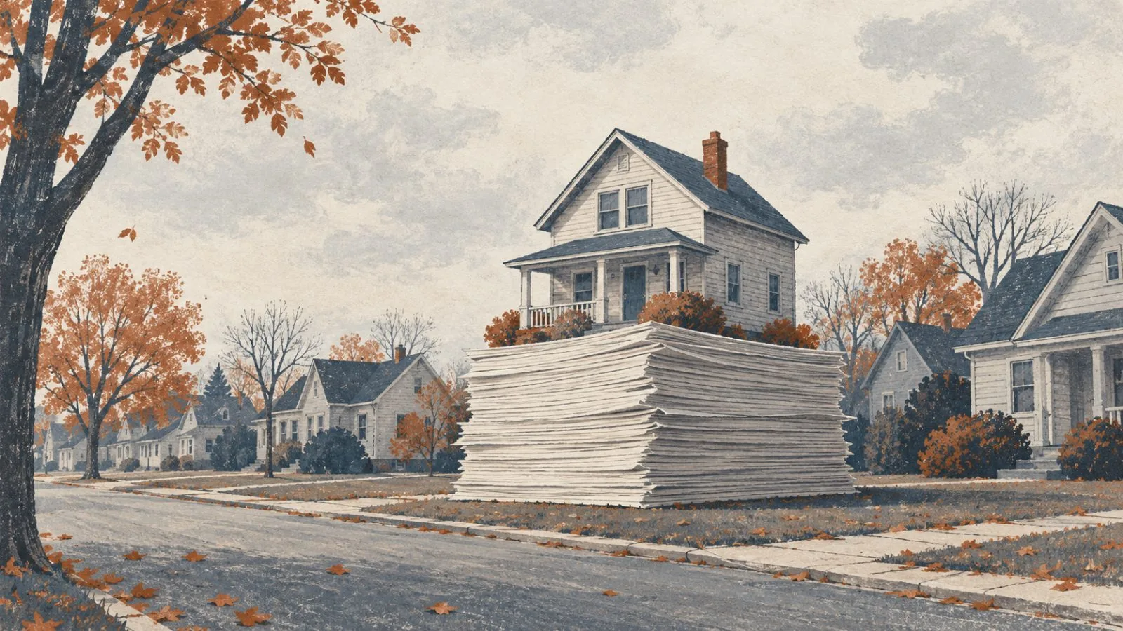 A quiet row of detached homes sits along a residential street in Columbus, Ohio. (AI-generated image / EconoTimes)