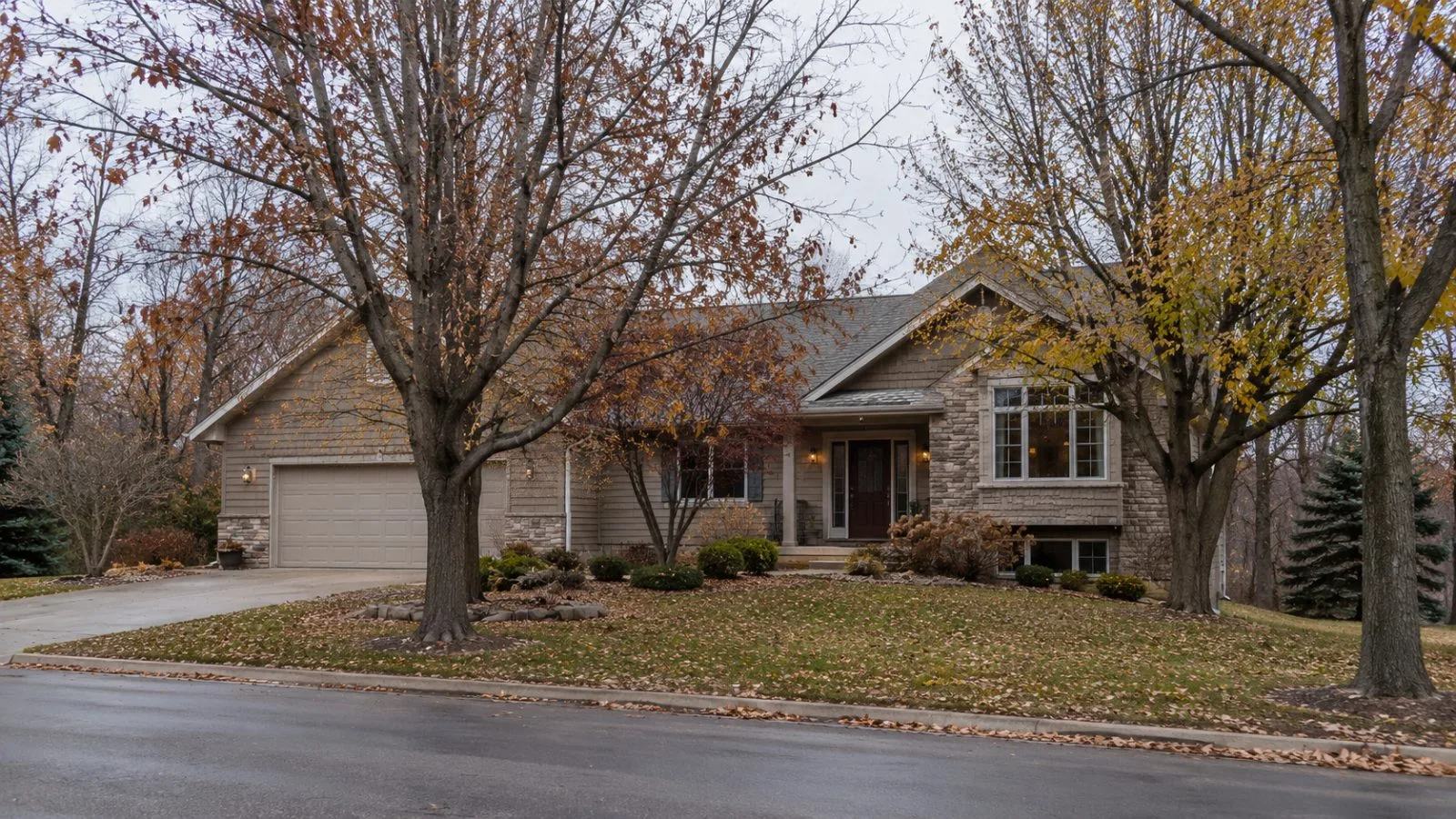 A detached home stands along a tree-lined residential road in Grant, Minnesota. (AI-generated image / EconoTimes)