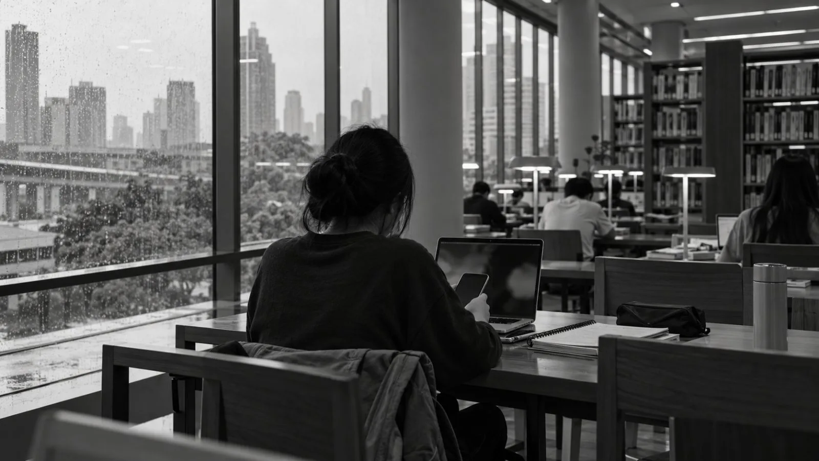 A student studies on a laptop at a university library in Bangkok, Thailand. (AI-generated image / EconoTimes)