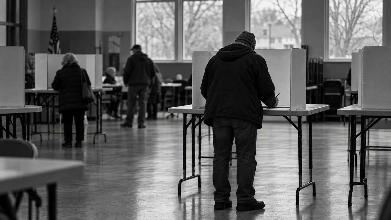 A voter marks a ballot at an early-voting site in Des Moines, Iowa. (AI-generated image / EconoTimes)