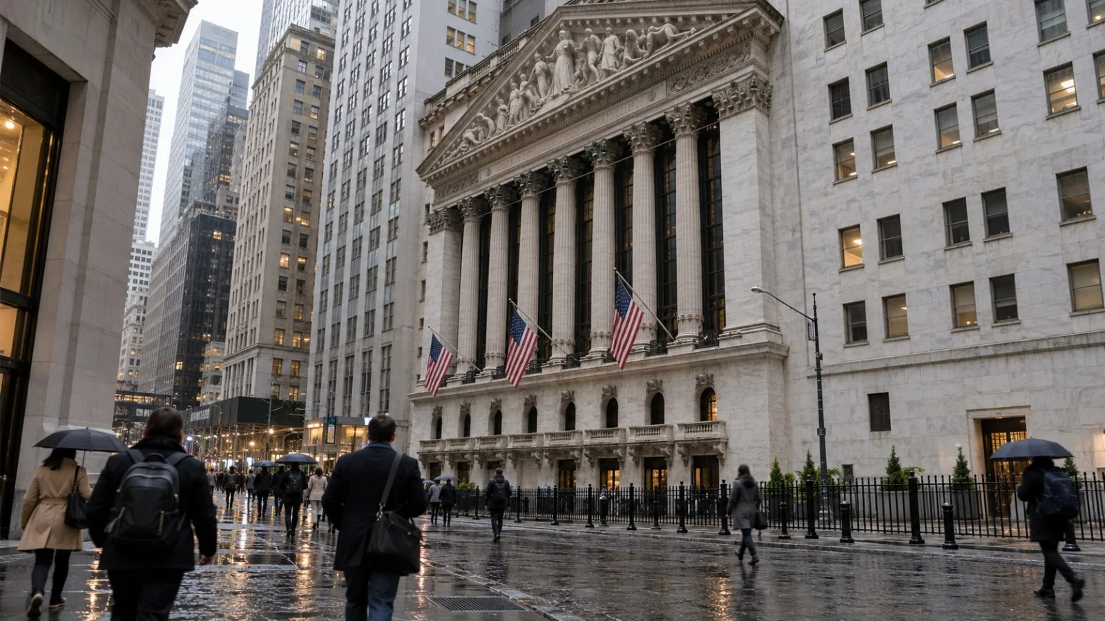 Pedestrians pass the New York Stock Exchange on Wall Street in Lower Manhattan. / EconoTimes.ai